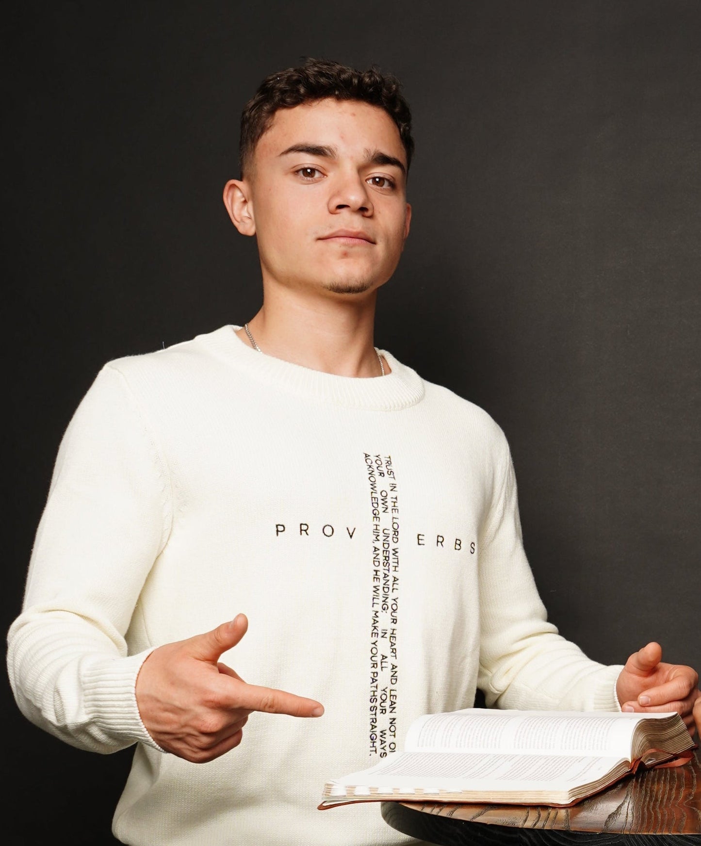 Ivory Proverbs 3:5-6 Sweater